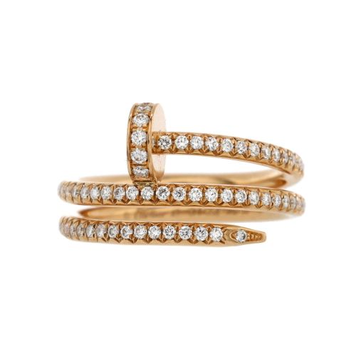 Juste un Clou Paved Double Ring 18K Rose Gold and Diamonds Small