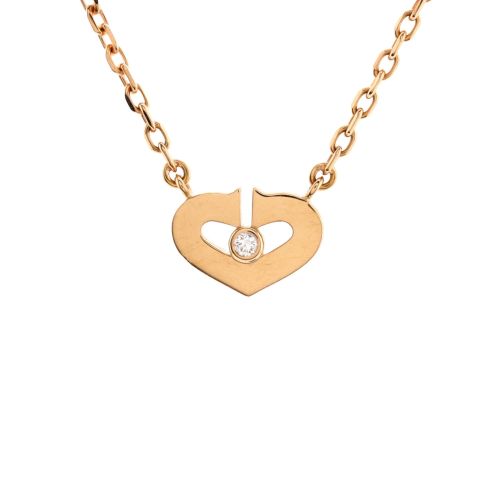 C Heart de Cartier Pendant Necklace 18K Rose Gold with Diamond XS